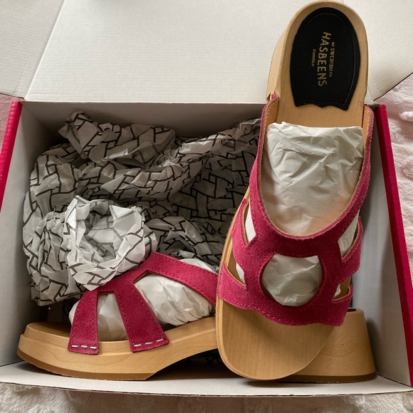 New in Box Swedish HASBEENS Luxury Slipper Sandals Pink Size 40 Bougainville 9 - Picture 1 of 11